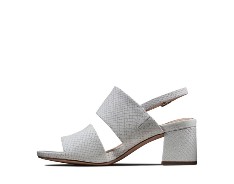 Clarks Sheer 55 Sling Pumps Heeled Sandals White Snake Women - India S8X2951-X8