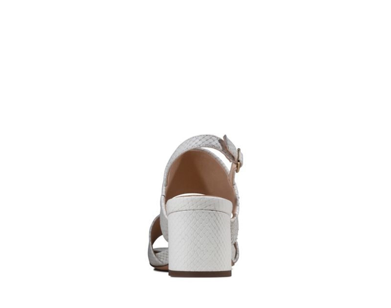 Clarks Sheer 55 Sling Pumps Heeled Sandals White Snake Women - India S8X2951-X8