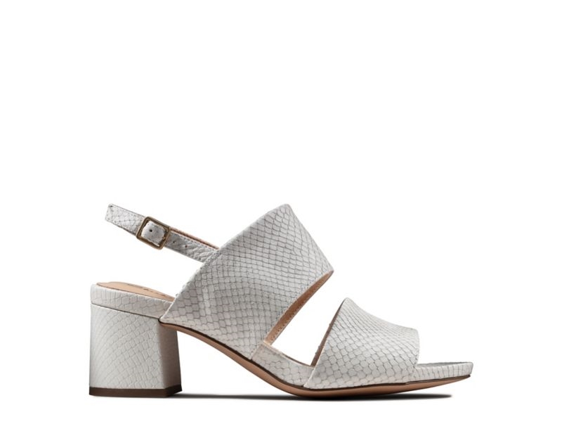 Clarks Sheer 55 Sling Pumps Heeled Sandals White Snake Women - India S8X2951-X8