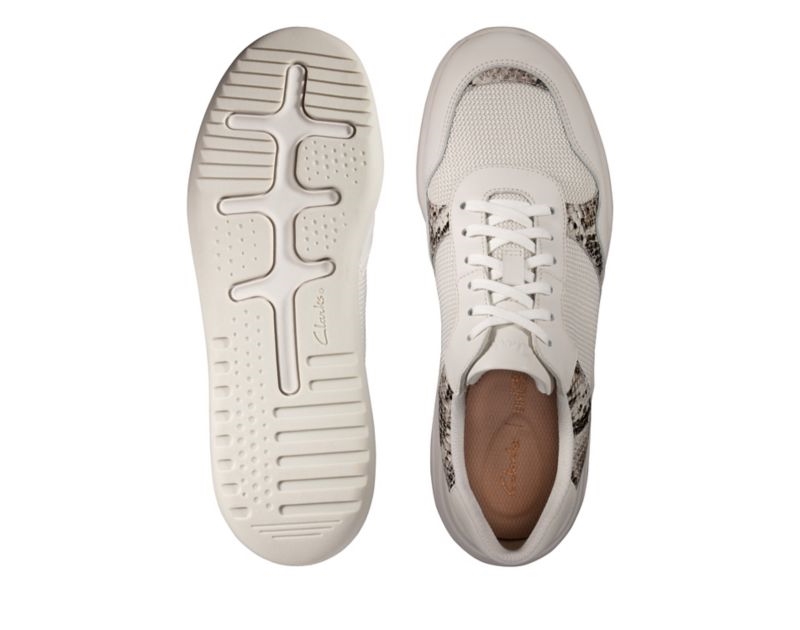 Clarks Sift Lace Flat Shoes Trainers Grey Snake Women - India I1W2559-V5