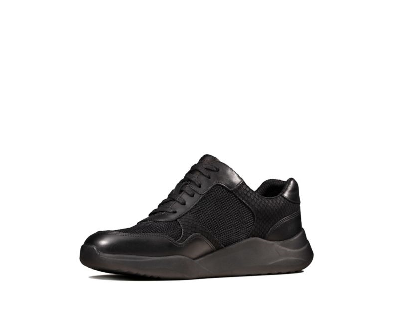 Clarks Sift Lace Trainers Black Snake Women - India M0B1757-P3