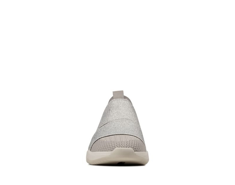 Clarks Sift Slip Trainers Silver Women - India E3D3778-W9