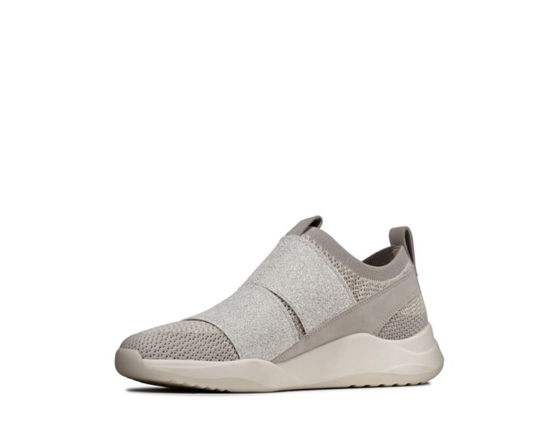 Clarks Sift Slip Trainers Silver Women - India E3D3778-W9