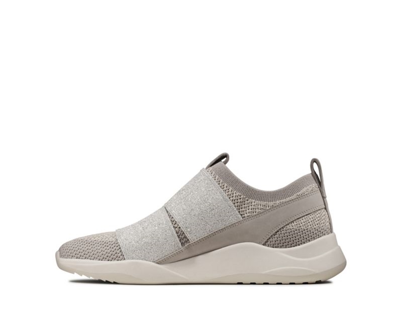 Clarks Sift Slip Trainers Silver Women - India E3D3778-W9