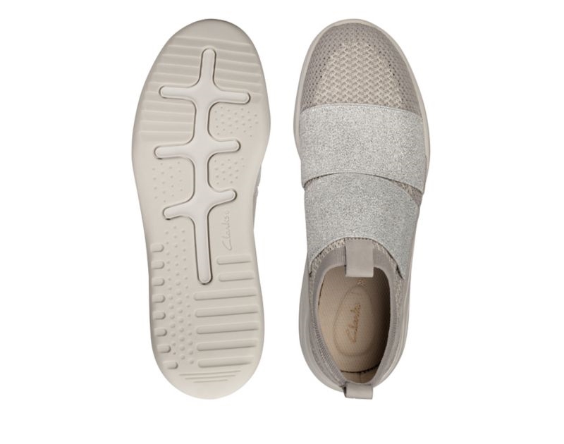 Clarks Sift Slip Trainers Silver Women - India E3D3778-W9