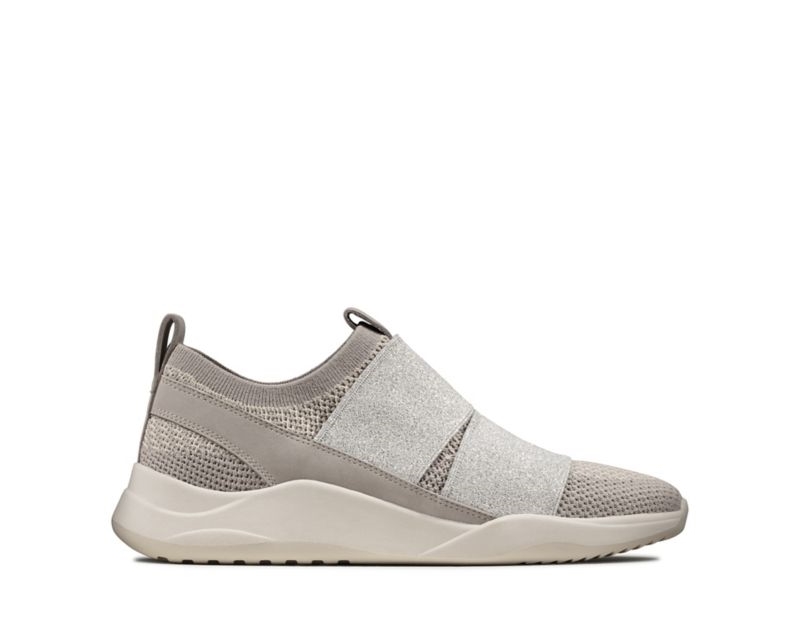 Clarks Sift Slip Trainers Silver Women - India E3D3778-W9