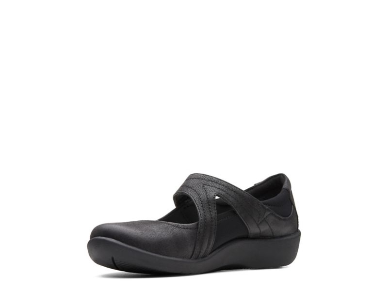 Clarks Sillian Bella Flat Shoes Black Women - India I5L3425-O7