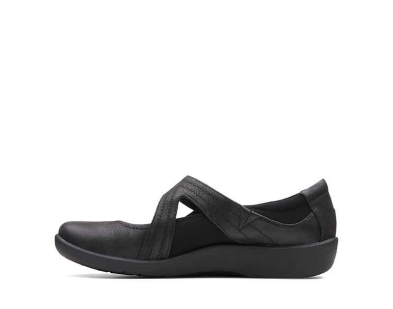Clarks Sillian Bella Flat Shoes Black Women - India I5L3425-O7