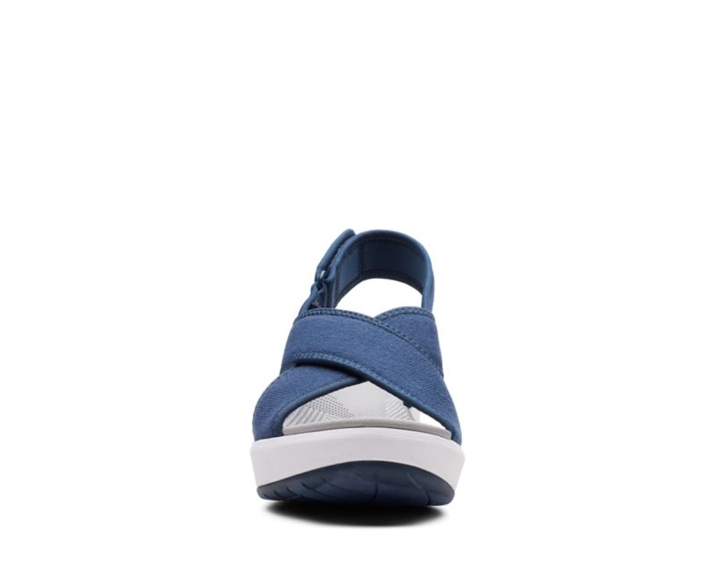 Clarks Step Cali Cove Wedge Sandals Navy Women - India U0W4480-Q9