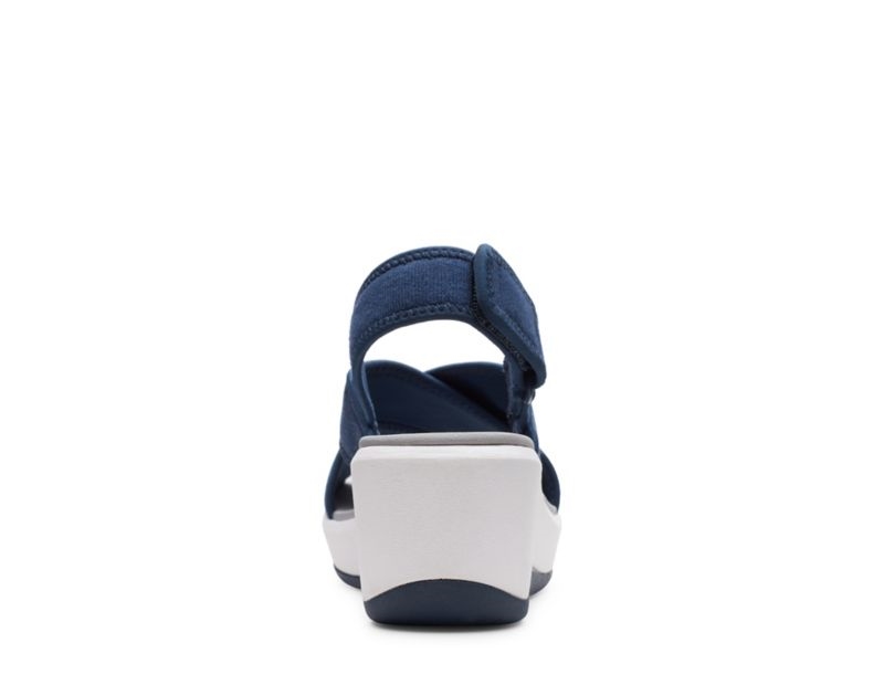 Clarks Step Cali Cove Wedge Sandals Navy Women - India U0W4480-Q9