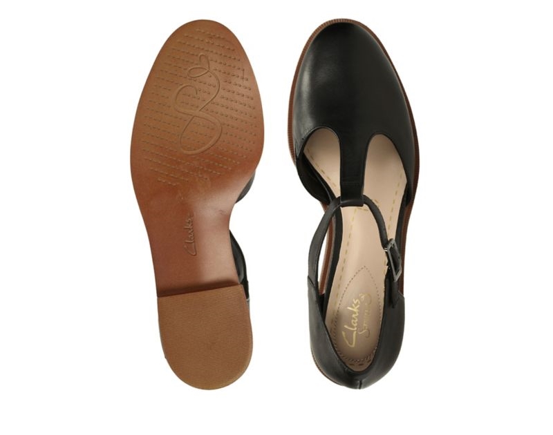 Clarks Taylor Palm Flat Shoes Black Women - India G4H0470-R9
