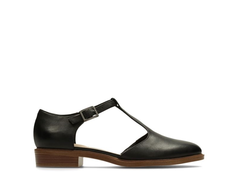Clarks Taylor Palm Flat Shoes Black Women - India G4H0470-R9