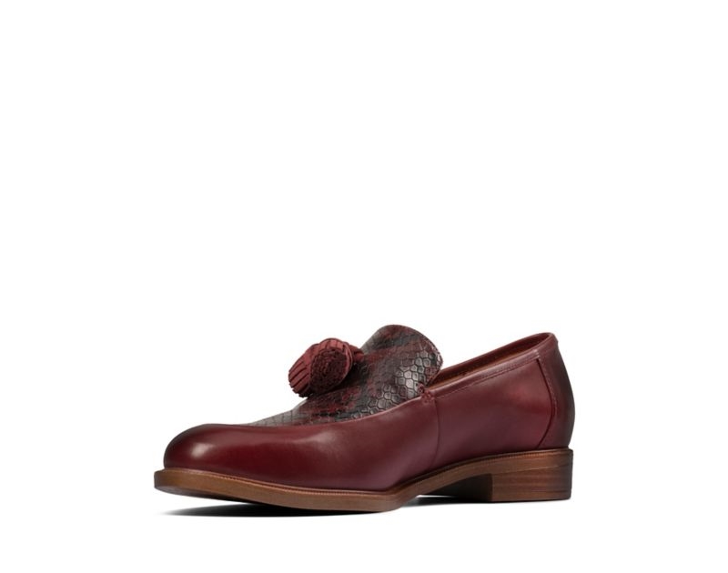 Clarks Taylor Spring Flat Shoes Deep Red Women - India C3B4128-P8