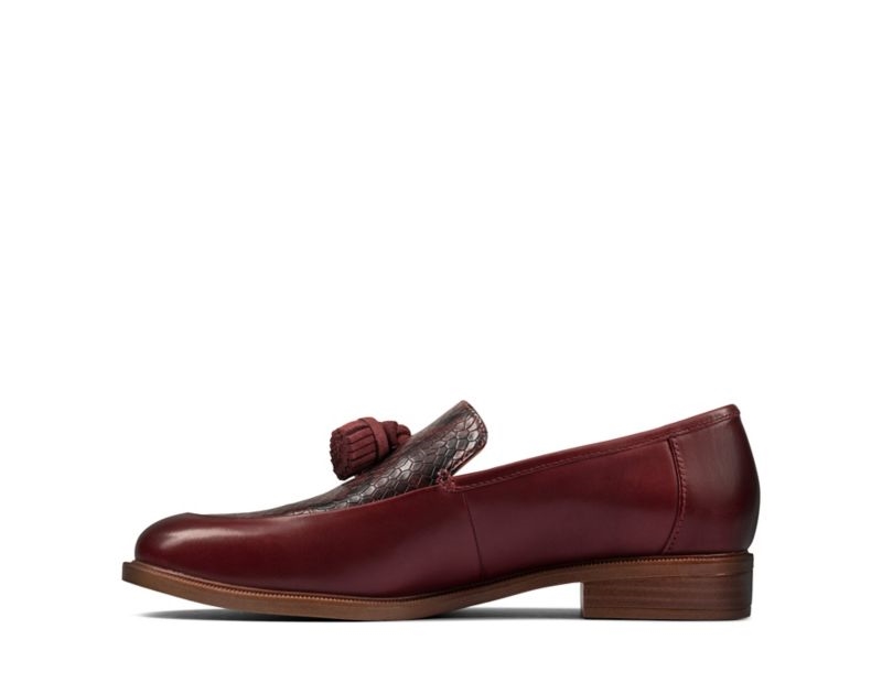 Clarks Taylor Spring Flat Shoes Deep Red Women - India C3B4128-P8