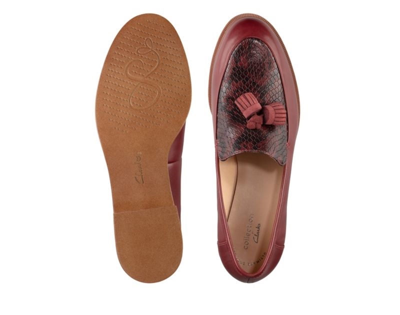 Clarks Taylor Spring Flat Shoes Deep Red Women - India C3B4128-P8