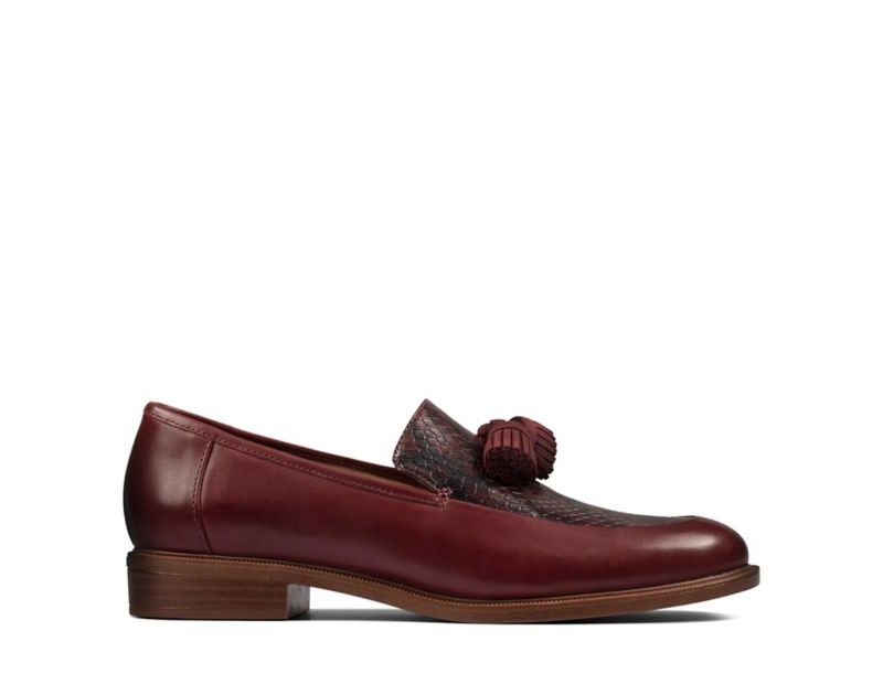 Clarks Taylor Spring Flat Shoes Deep Red Women - India C3B4128-P8
