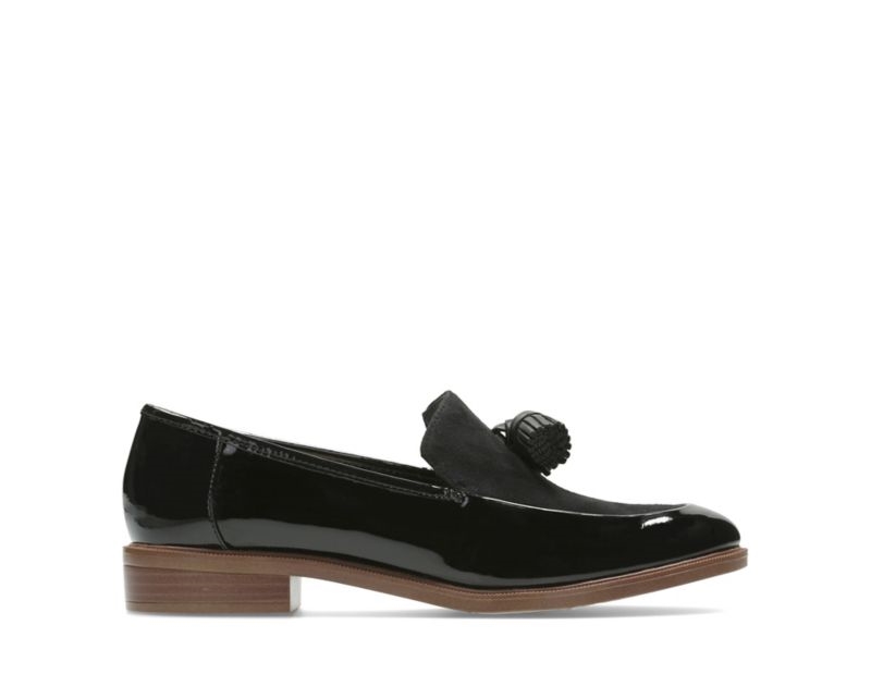 Clarks Taylor Spring Loafers Flat Shoes Black Women - India W5P3619-H0