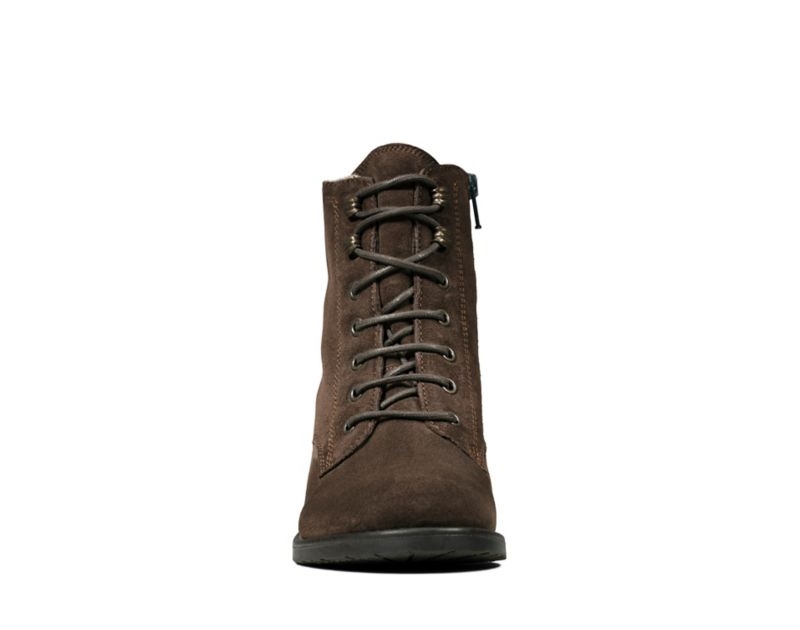 Clarks Thornby Lace Ankle Boots Dark Brown Women - India C6T5552-Z2