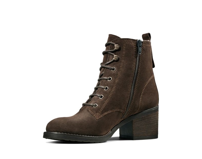 Clarks Thornby Lace Ankle Boots Dark Brown Women - India C6T5552-Z2