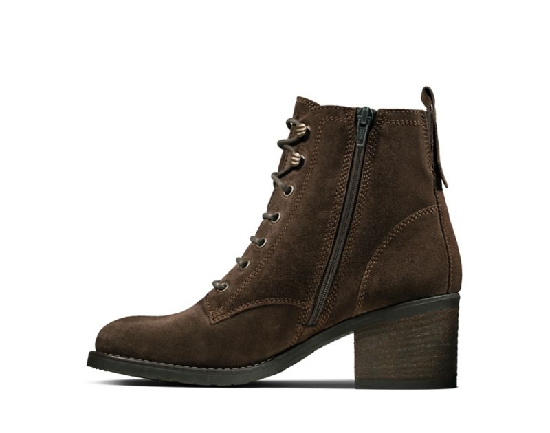 Clarks Thornby Lace Ankle Boots Dark Brown Women - India C6T5552-Z2