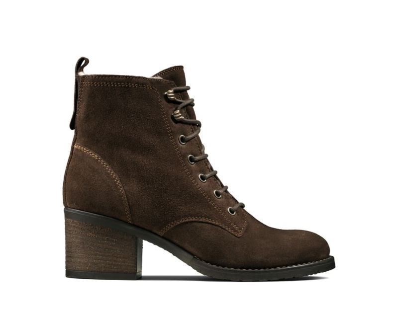 Clarks Thornby Lace Ankle Boots Dark Brown Women - India C6T5552-Z2