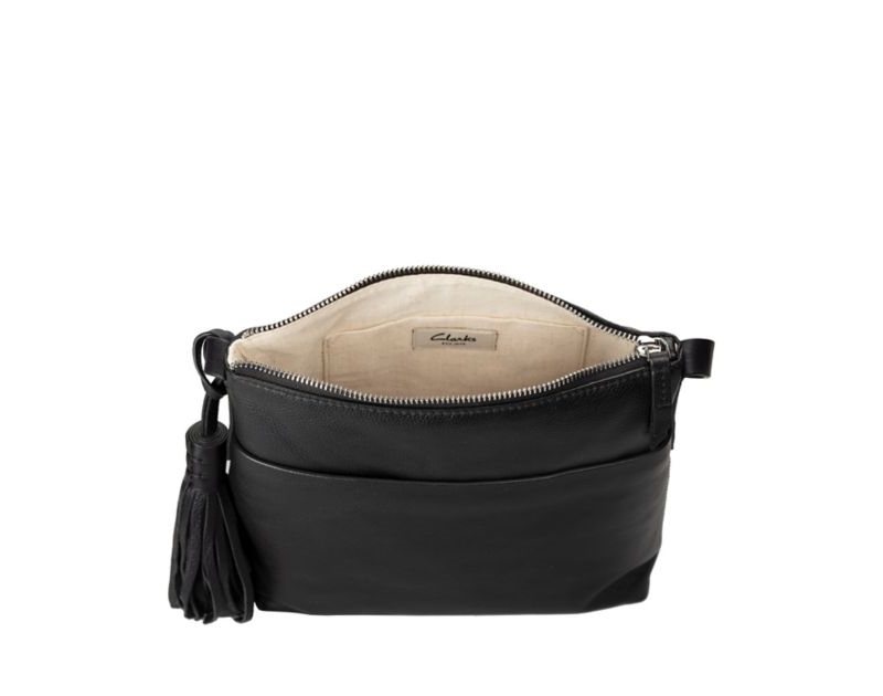 Clarks Topsham Shine Leather Bags Cross Body Bags Black Women - India A1I8899-O8