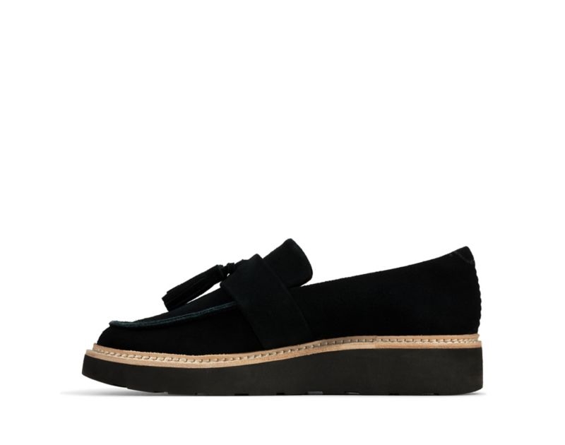 Clarks Trace Tassel Loafers Black Women - India A4D4955-V7