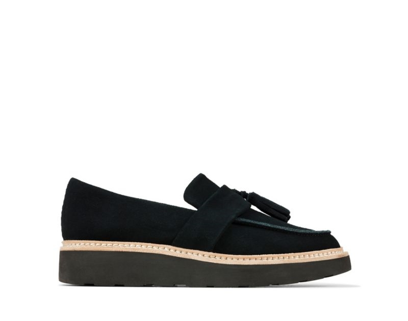 Clarks Trace Tassel Loafers Black Women - India A4D4955-V7