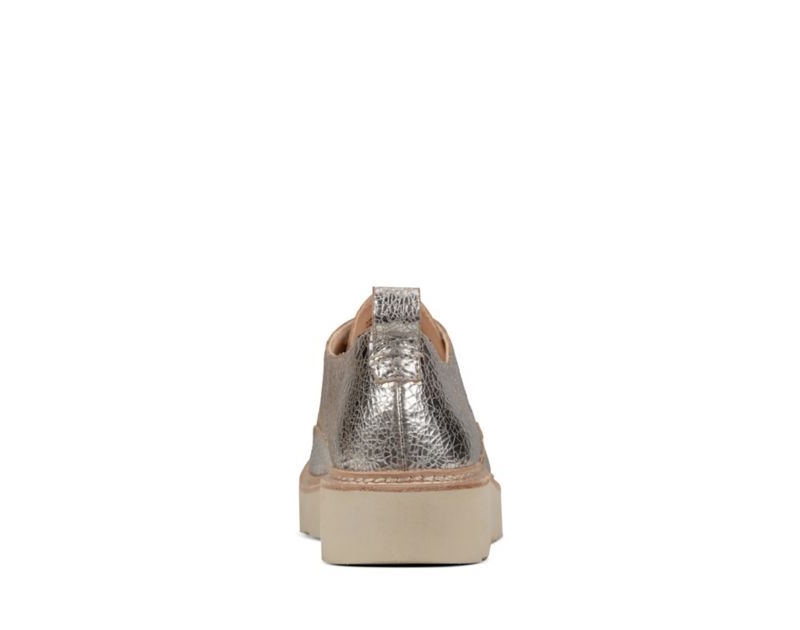Clarks Trace Walk Flat Shoes Silver Metal Women - India H0K9421-N7