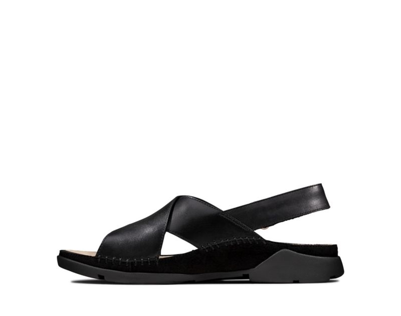 Clarks Tri Alexia Sandals Flat Sandals Black Women - India S5G0279-O0