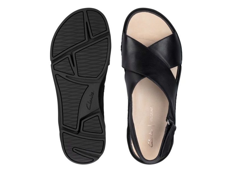 Clarks Tri Alexia Sandals Flat Sandals Black Women - India S5G0279-O0