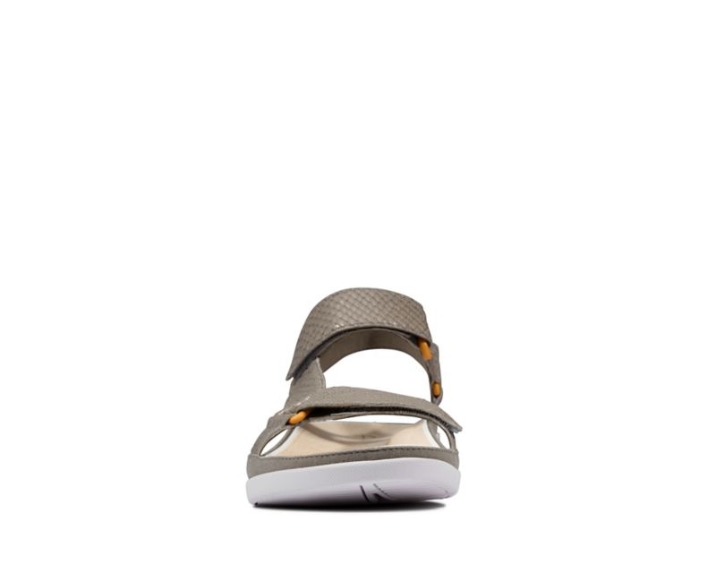 Clarks Tri Sporty Flat Sandals Olive Snake Women - India F7W2925-A2