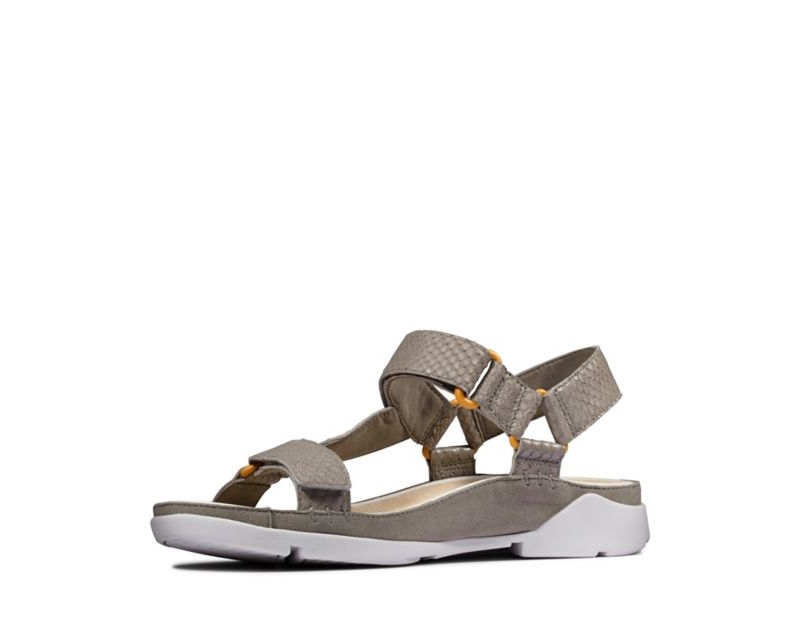Clarks Tri Sporty Flat Sandals Olive Snake Women - India F7W2925-A2