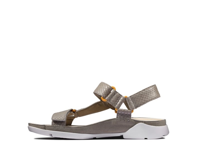 Clarks Tri Sporty Flat Sandals Olive Snake Women - India F7W2925-A2