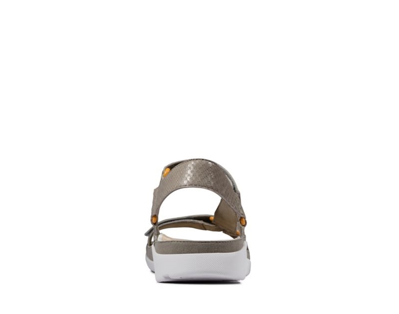 Clarks Tri Sporty Flat Sandals Olive Snake Women - India F7W2925-A2