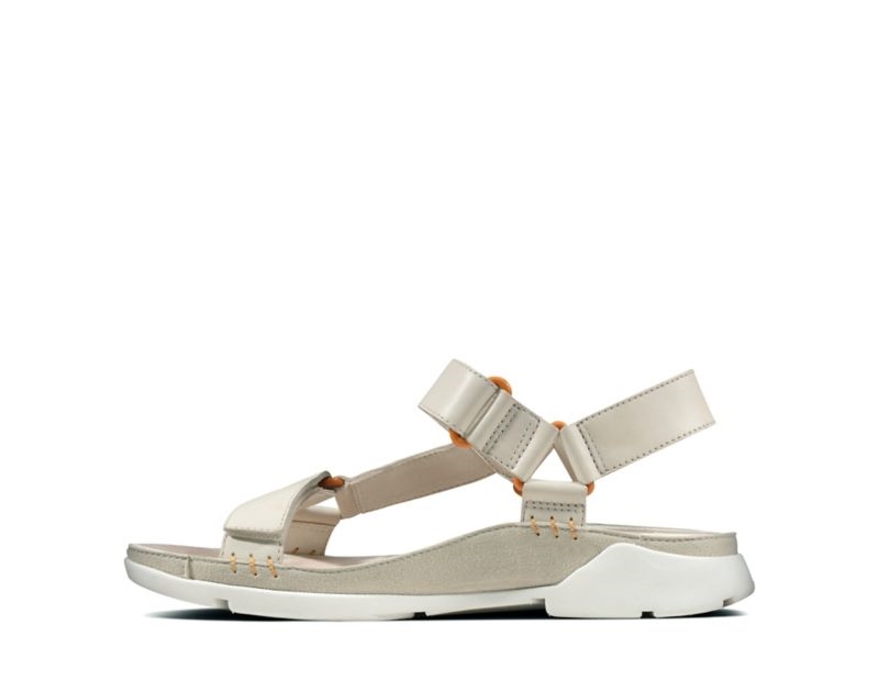 Clarks Tri Sporty Sandals Flat Sandals White Women - India Z4J3076-H5