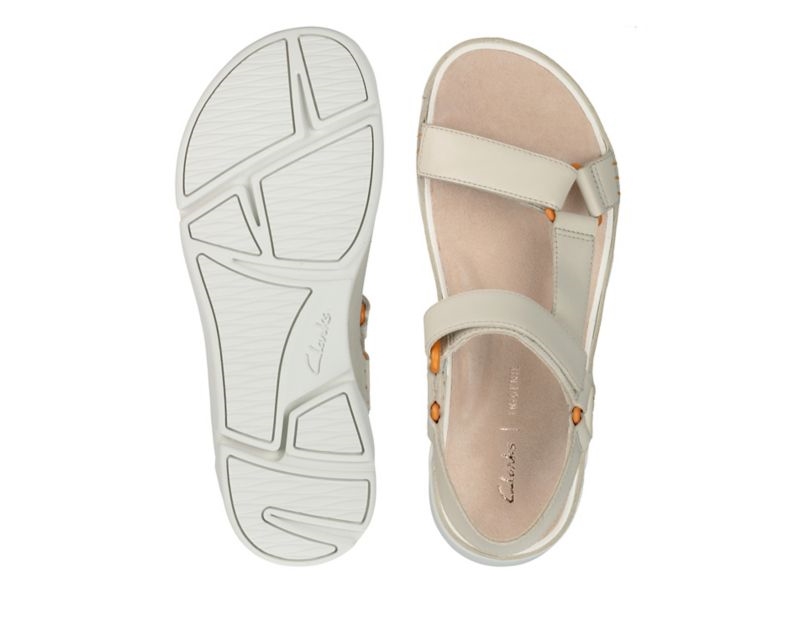 Clarks Tri Sporty Sandals Flat Sandals White Women - India Z4J3076-H5