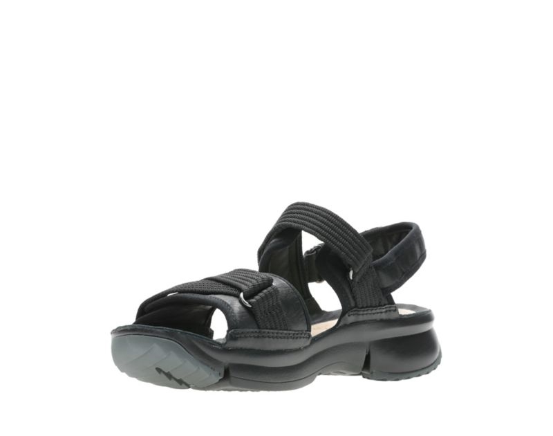 Clarks Tri Walk Flat Sandals Black Women - India N2K6159-X7