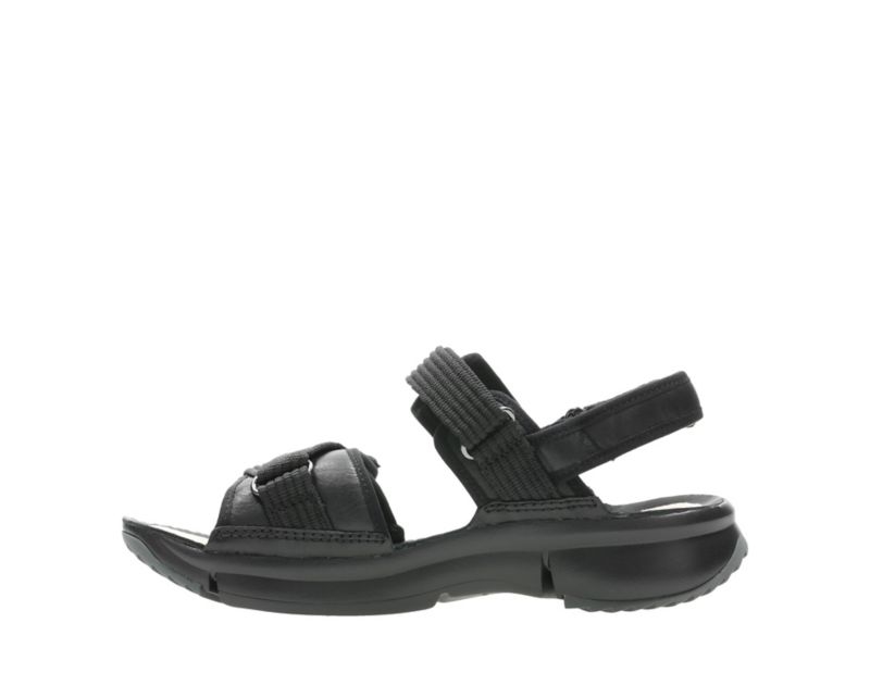 Clarks Tri Walk Flat Sandals Black Women - India N2K6159-X7