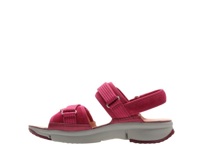 Clarks Tri Walk Sandals Flat Sandals Burgundy Women - India D7N3304-S2