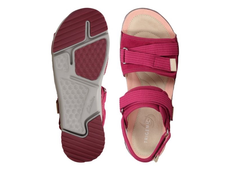 Clarks Tri Walk Sandals Flat Sandals Burgundy Women - India D7N3304-S2