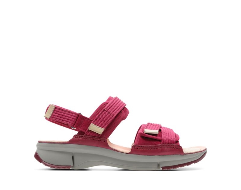 Clarks Tri Walk Sandals Flat Sandals Burgundy Women - India D7N3304-S2