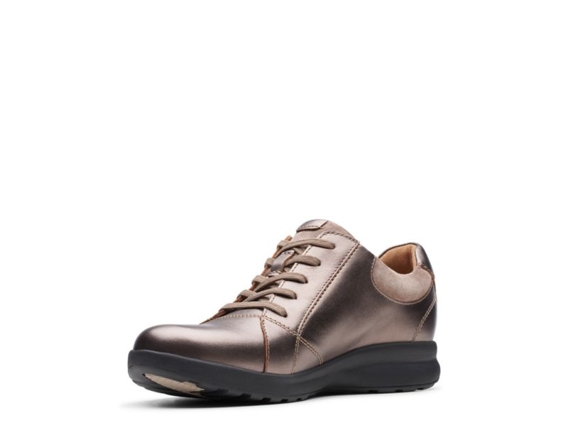 Clarks Un Adorn Lace Trainers Copper Metal Women - India O4M4071-Z9