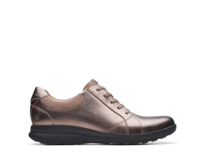 Clarks Un Adorn Lace Trainers Wide Fit Shoes Copper Metal Women - India K7X2299-A1