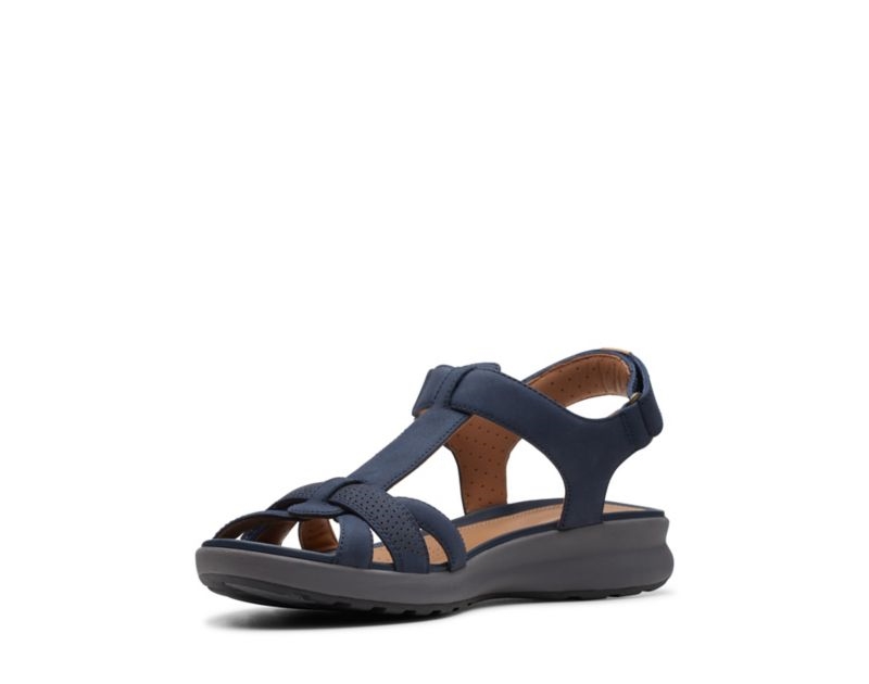 Clarks Un Adorn Vibe Flat Sandals Navy Women - India H3J8066-S3