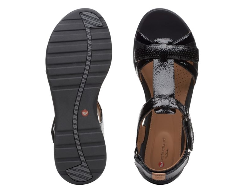 Clarks Un Adorn Vibe Sandals Flat Sandals Black Women - India Y4W4916-H0