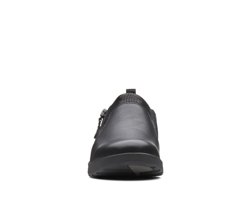 Clarks Un Adorn Zip Work Shoes Flat Shoes Black Women - India F1I8968-T0