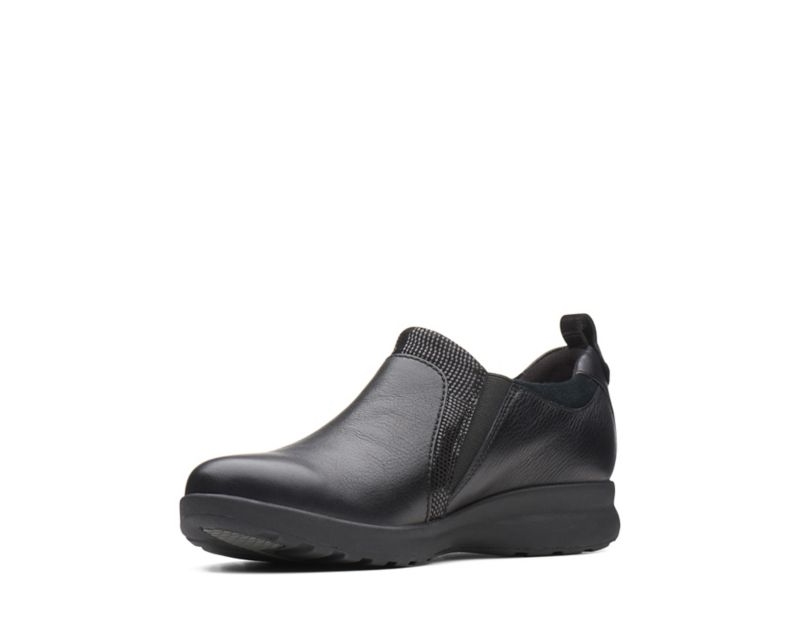 Clarks Un Adorn Zip Work Shoes Wide Fit Shoes Black Women - India R0O8358-E4