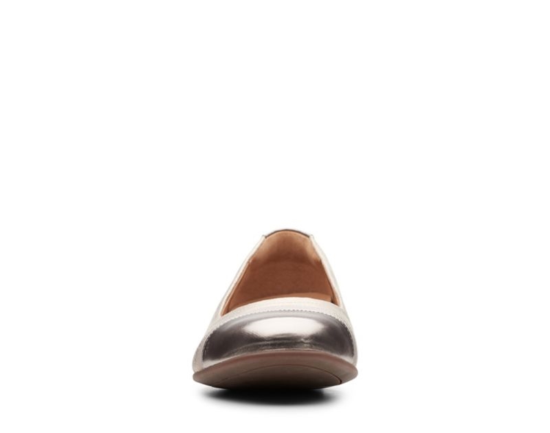 Clarks Un Blush Cap2 Flat Shoes Ballet Pumps Gold Metal Women - India H8H3043-N3