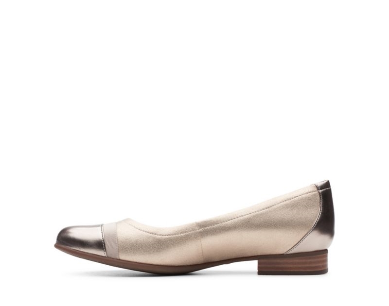 Clarks Un Blush Cap2 Flat Shoes Ballet Pumps Gold Metal Women - India H8H3043-N3
